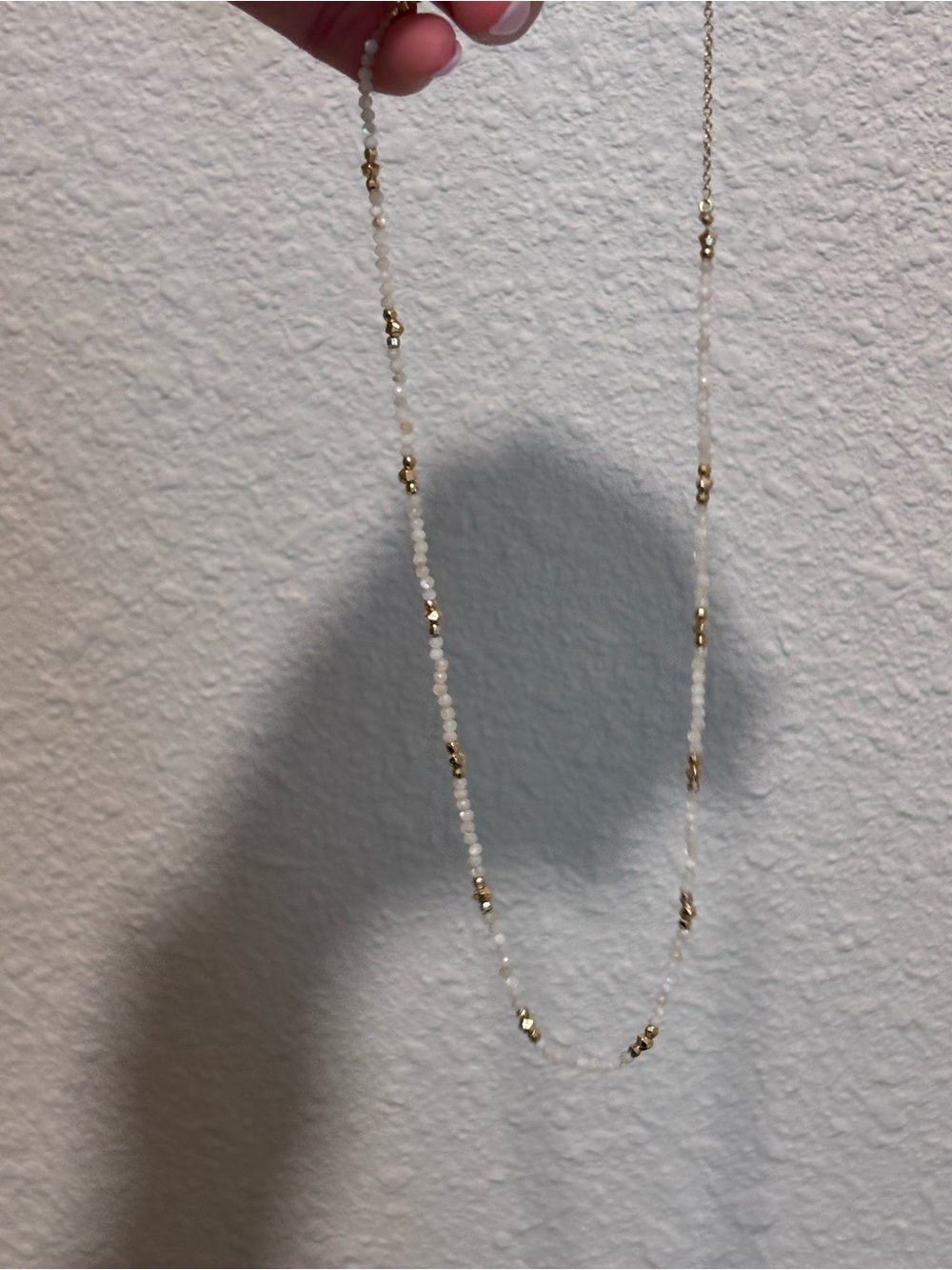 Kendra Scott White Beaded Necklace with Gold Accents